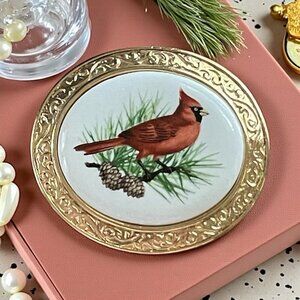 Vintage Avon Cardinal Brooch Pendant Pin Red Crimson Crest Bird Holiday Xmas